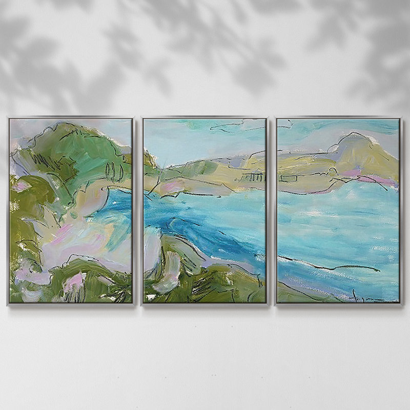 Landing Strip, impression sur toile 3 pièces, Encadrement argenté, H 40 po x l 78 po x P 2 po