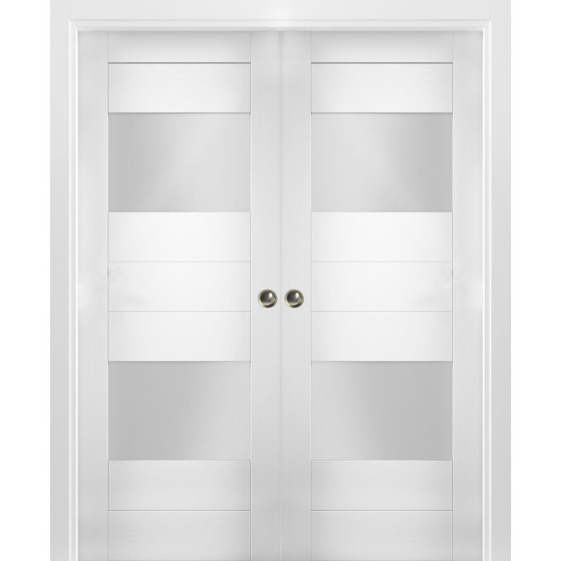 Portes blanches en verre givré Sete, 36 po x 84 po