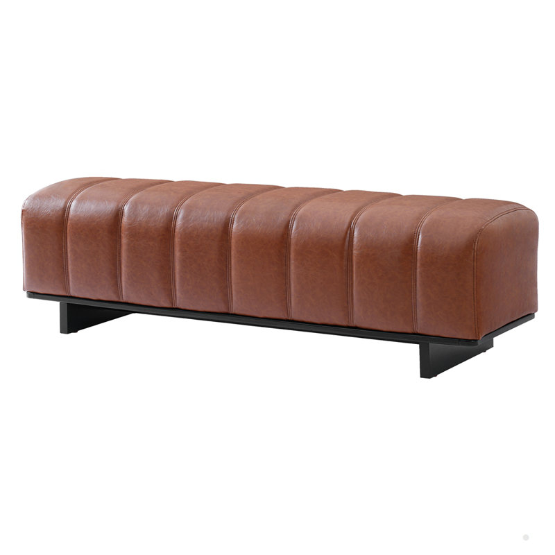 63.62-inch Upholstered Dining Bench Entryway Bench Bedroom Bench, Brown