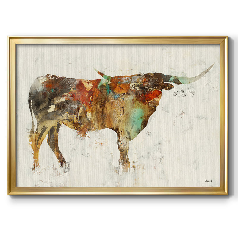 Longue corne, reproduction sur toile encadrée, H 14 po x l 20 po x P 1,5 po, Or