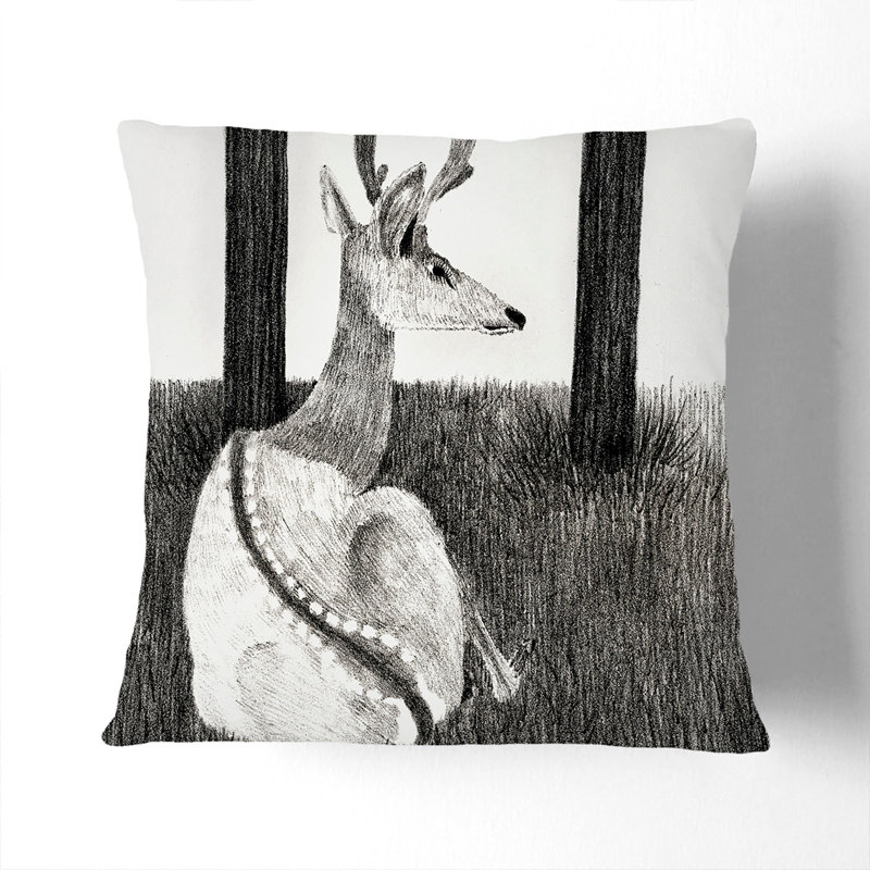 Resting Deer Square Throw Cushion, 40cm H x 40cm W x 15cm D