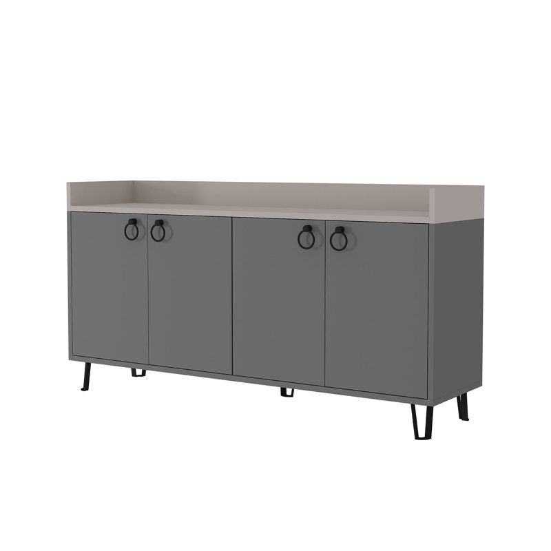 Brompton 140 Cm Wide Sideboard Modern Storage Cabinet with Hairpin Legs, Anthracite/Light Mocha