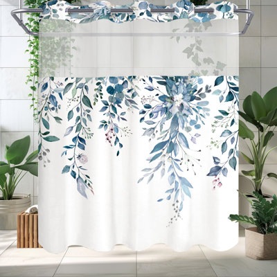 Jacobthomas Floral Shower Curtain with Liner Included