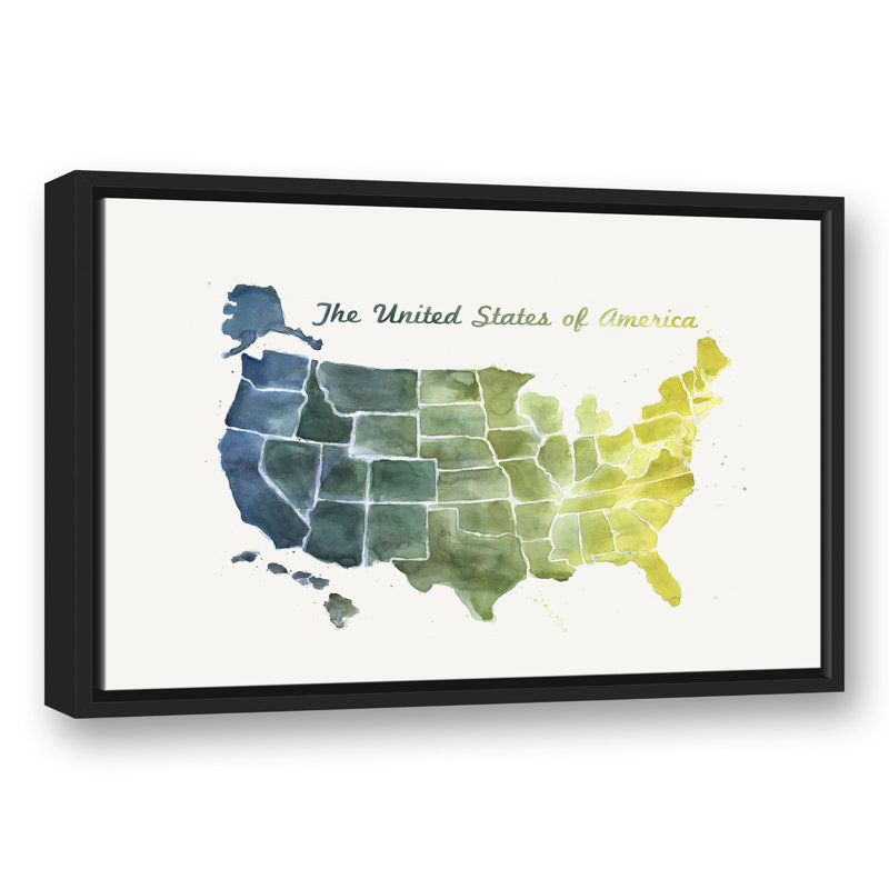 " Watercolor United States Map ", 17.75" H x 25.75" W x 1.75" D
