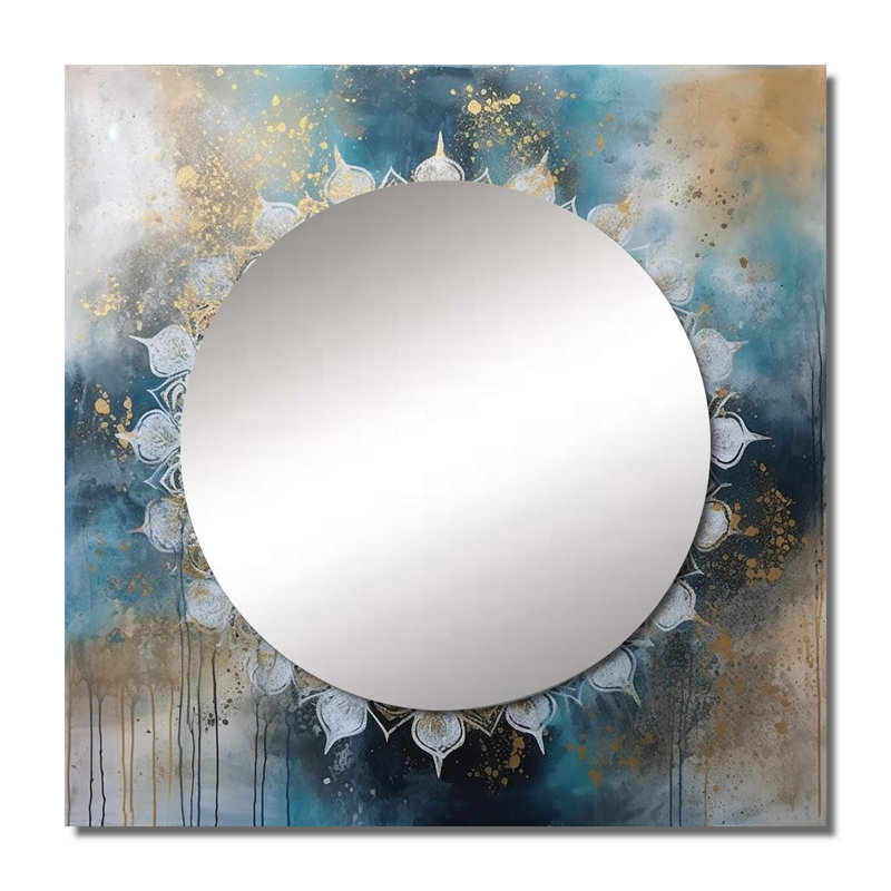 Meino - Boho Mandala Large Square Mirror Wall Decor For Bedroom, 23" x 23"