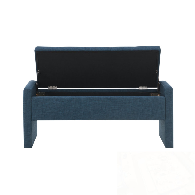 Banc rembourré avec rangement à rabat, Marine
