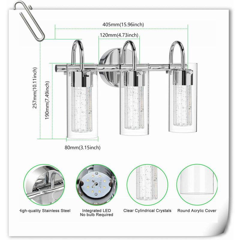 3 - Light LED Vanity Light, Silver