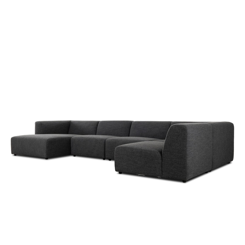 Lawndale 5PC Sectional W/ RAFC-Napa Sandstone, Left Hand Facing, Fayette Cloud Polyester Blend