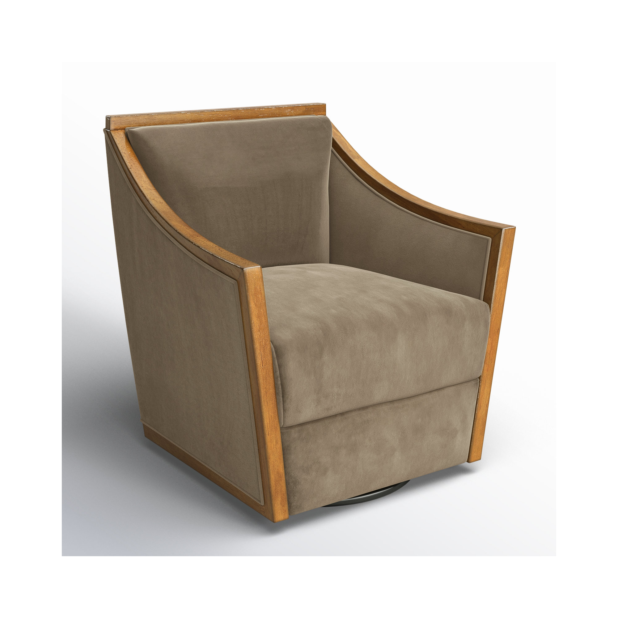 Upholstered Swivel Armchair, Taupe Linen Blend