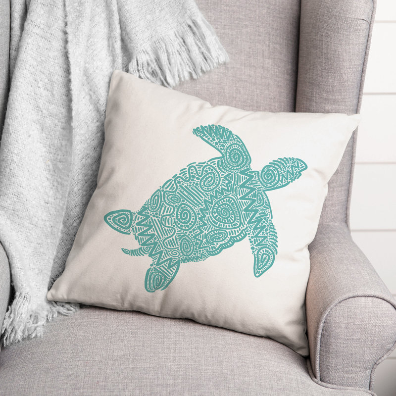  Housse et insert de coussin carré Sea Turtle, Sarcelle