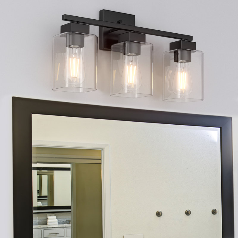 Éclairage pour coiffeuse Hartshorn, Trois lumières, Noir mat