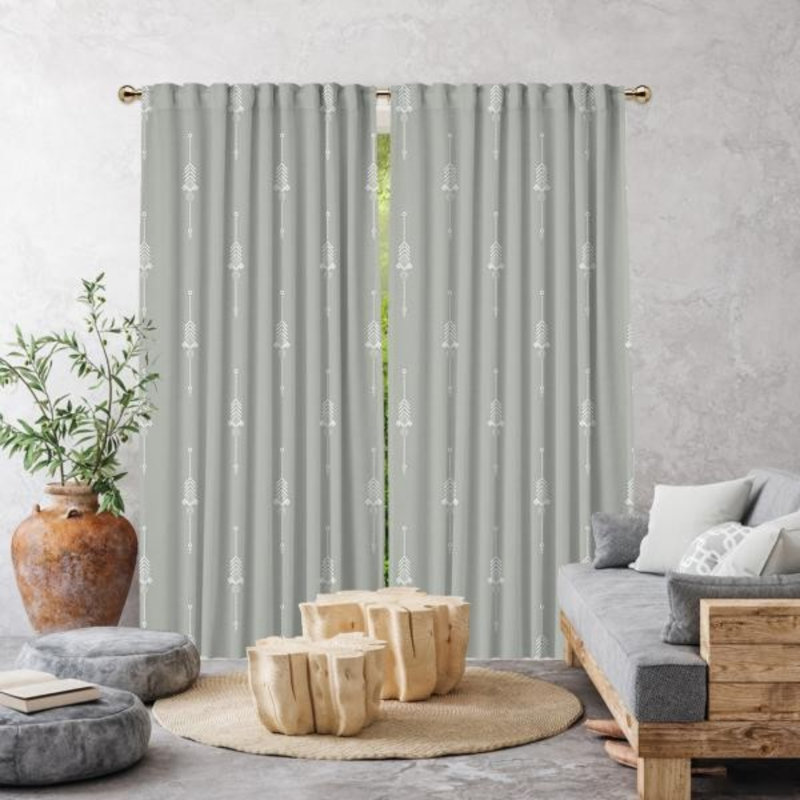 Semi Sheer Curtain Pair, Green/Beige, 55"W x 102"L