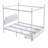 White Queen Size Canopy Platform Bed With Upholstered Headboard And Two Storage Pockets, Inviting Metal & 2 Unit Drawers,