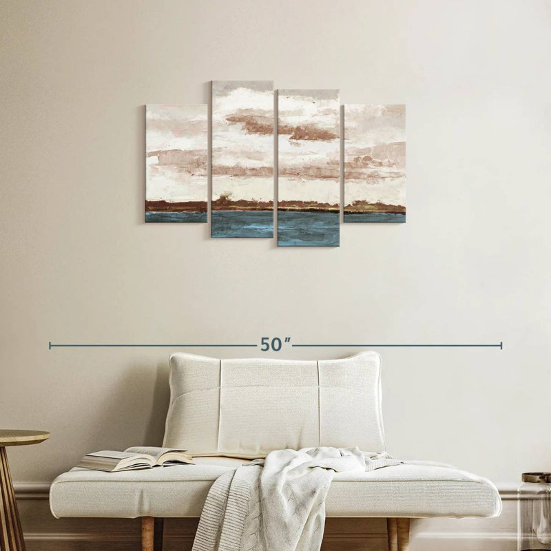 Avery, rivages nuageux et ciel rose, H 22 po x l 36 po