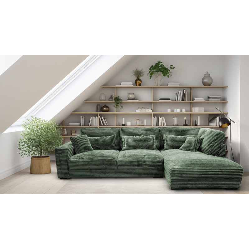 Nahkita 4 Seater Corner Sofa , Right Hand Facing, Green