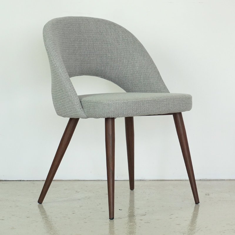Chaise d'appoint en tissu Albeiro, Noyer, Gris clair