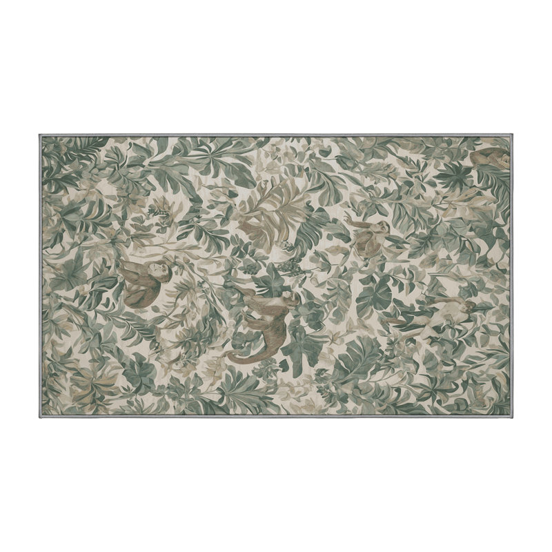 Machine Washable Gray Area Rug, Rectangle 7' x 9'