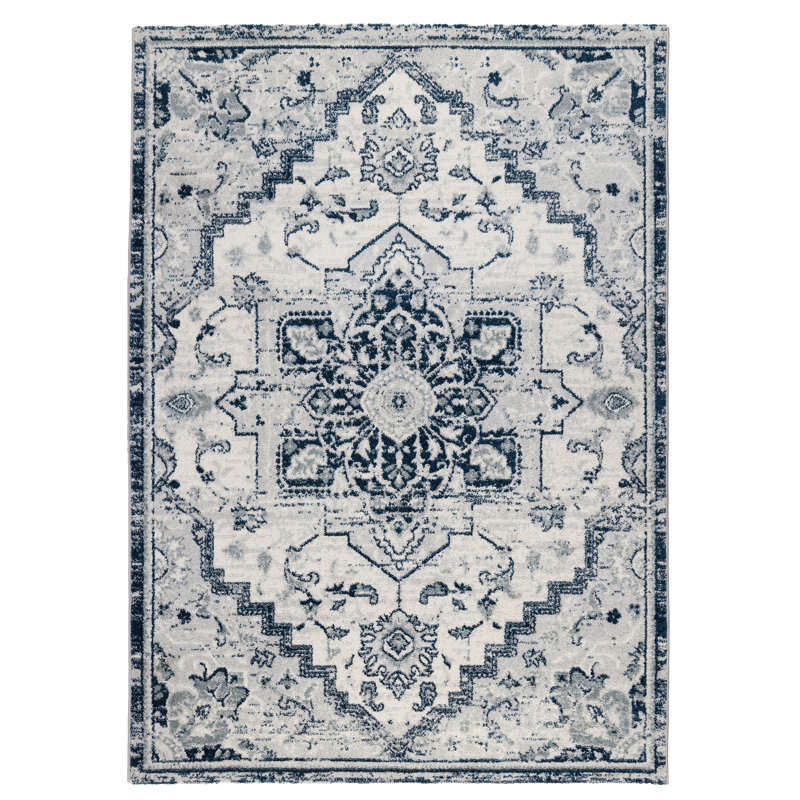 Mosa Traditional Medallion Low Pile Performance Area Rug, Rectangle 2' x 3'