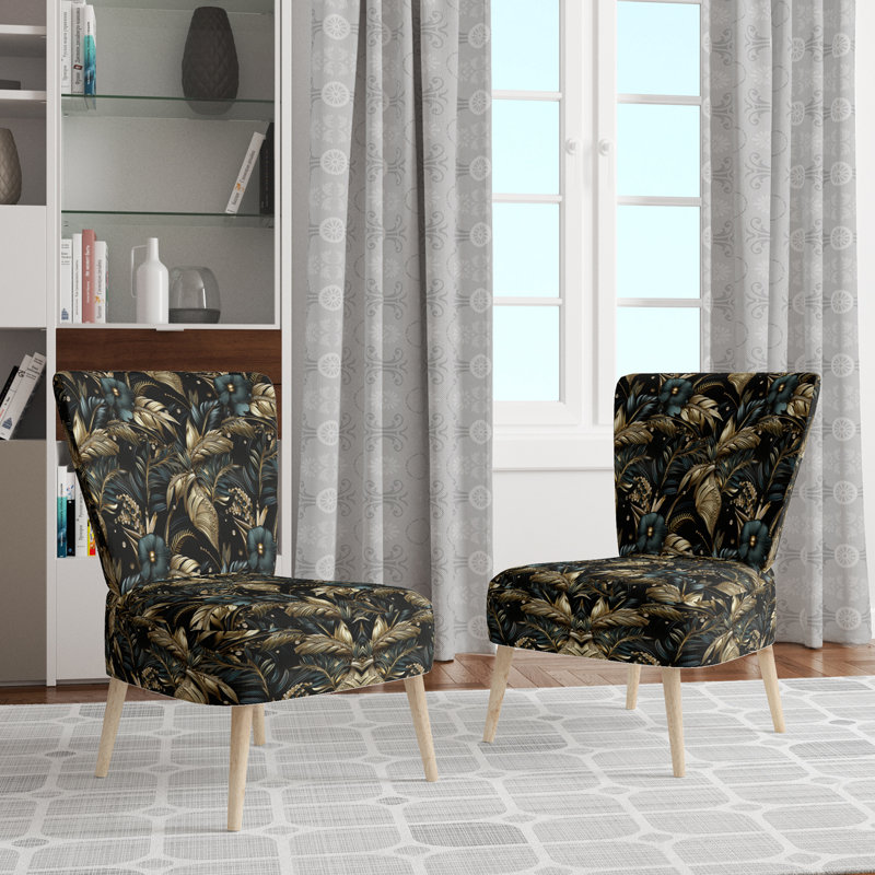 Fauteuil d'appoint rembourré doré et noir Hollywood - Opulent Charm
