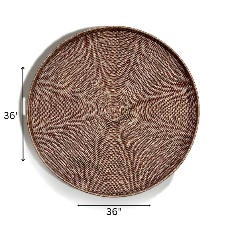 Rattan Tray, Antique Brown, 2" H x 36" W x 36" D