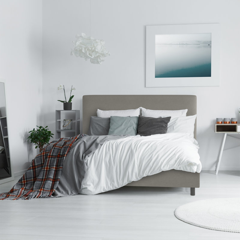 Eisley Upholstered Platform Bed, Twin, Zuma Charcoal Textured Linen