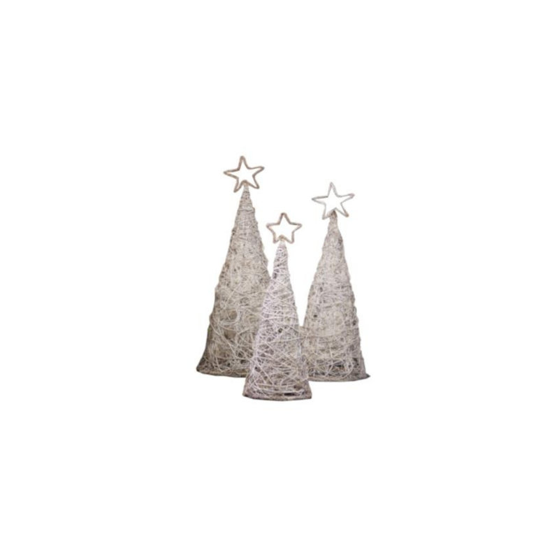 Whitewash Giant Iron Twig Topiaries With Star Finials, Set Of 3