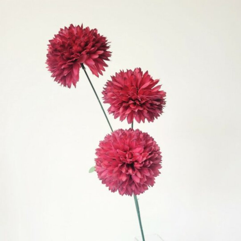 Dark Red Pom Flower Spray Artificial Flower