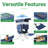Portable Outdoor Chair, Camping Chair, Chair with Canopy, Fishing Chair, Folding Chair with Removable Canopy, 30W Solar Panel, Adjustable Footrest & Cooler (Navy Blue 1 Pack)