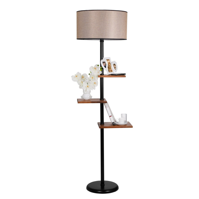 Madeline 163cm Tray Table Floor Lamp, Beige, Black
