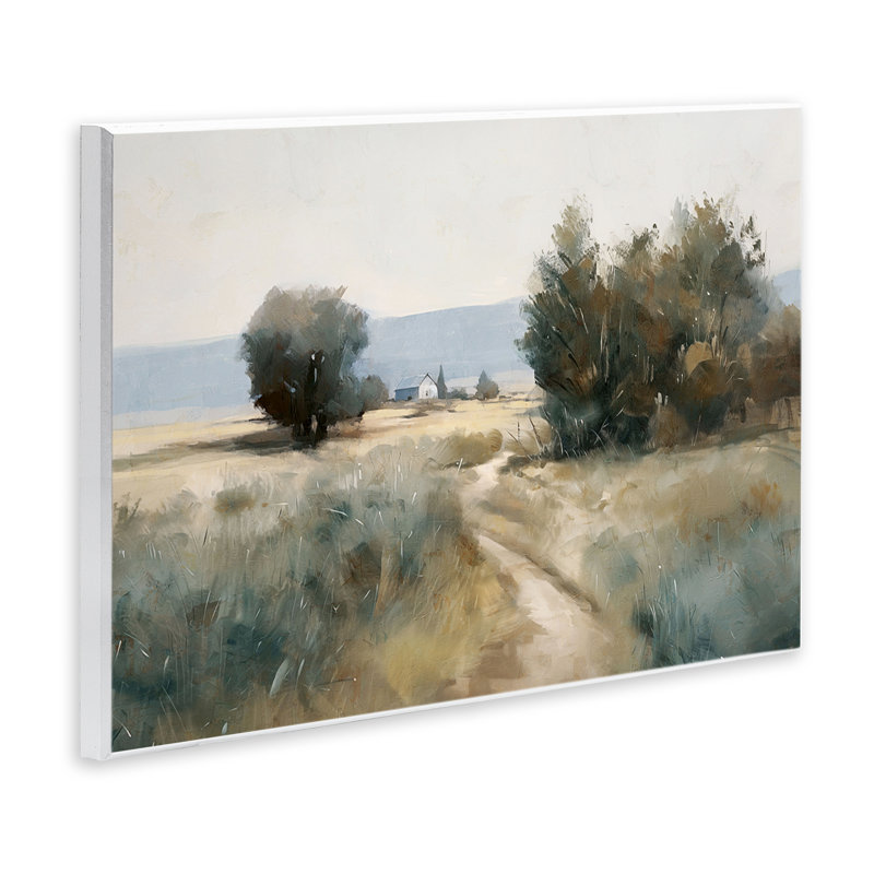 «Winding Path to Distant Barn», plaque murale par Nina Blue, H 10 po x l 15 po