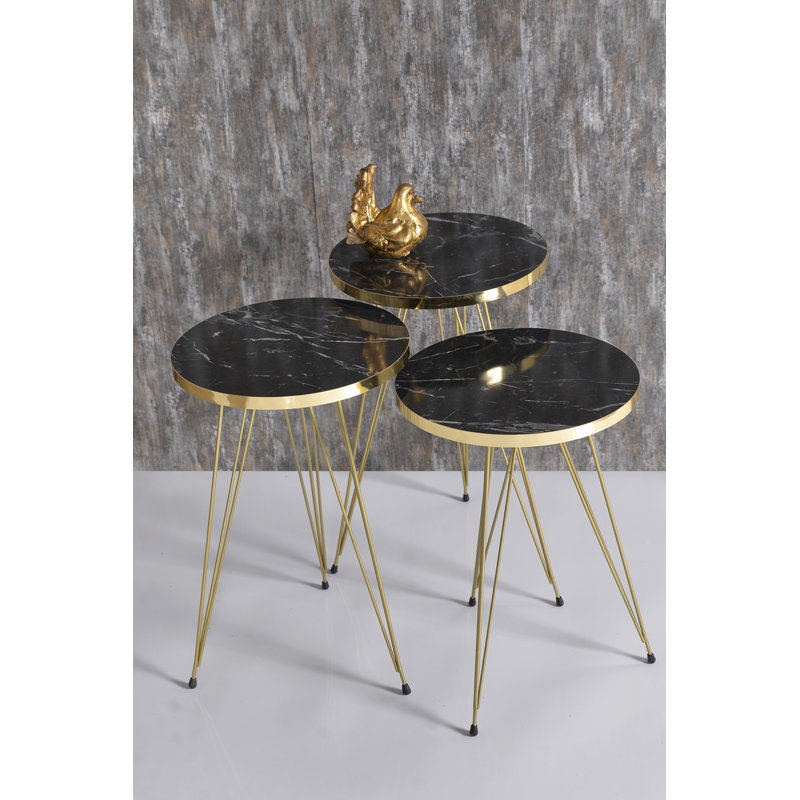 Mariann Nesting Tables, Black Marble