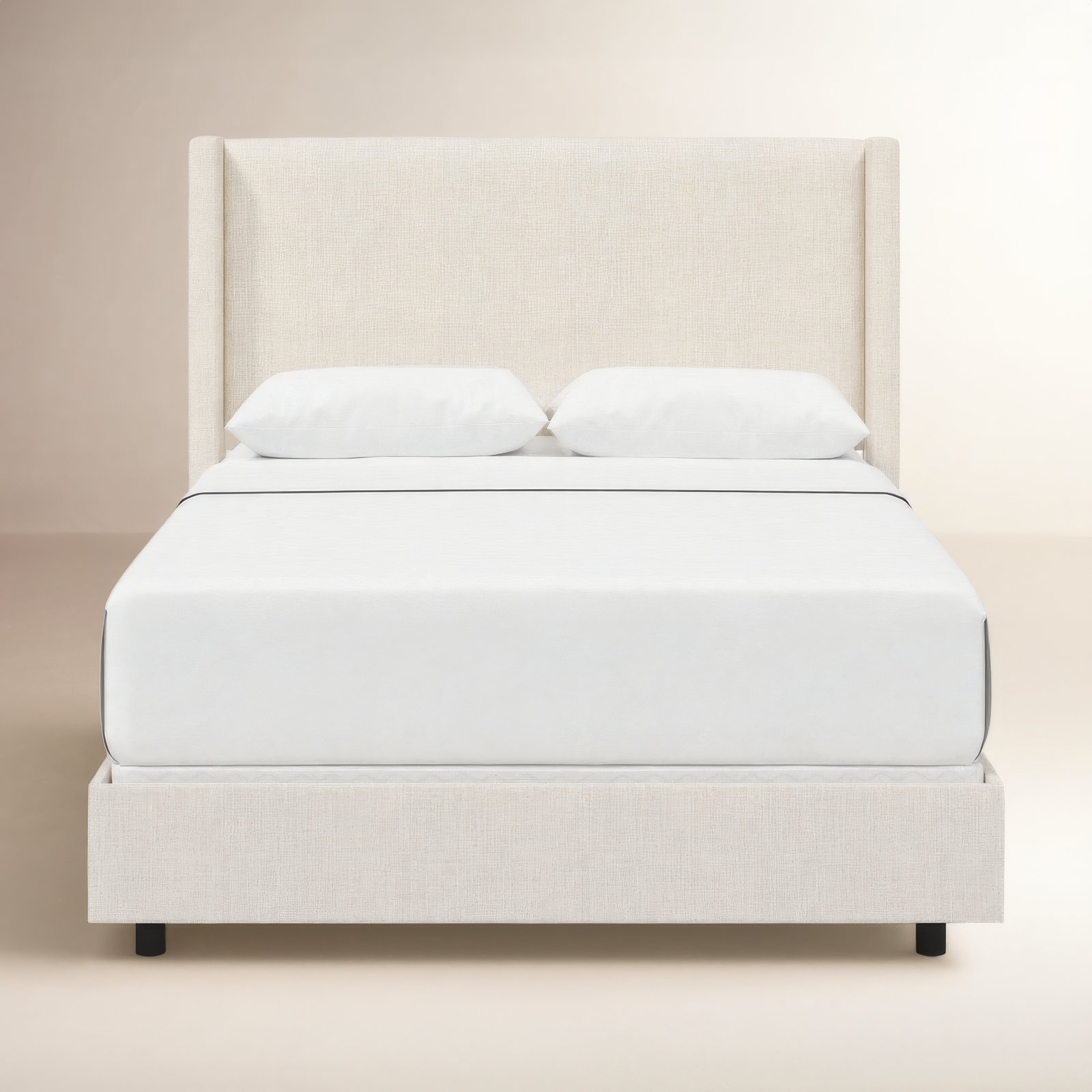 Hanson Linen Upholstered Wingback Bed, Classic Talc Linen, California King