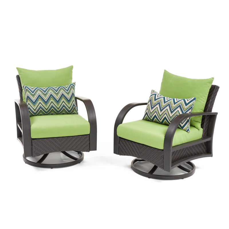 Chaise de patio en osier Kechia, Toile Sunbrella® ginkgo