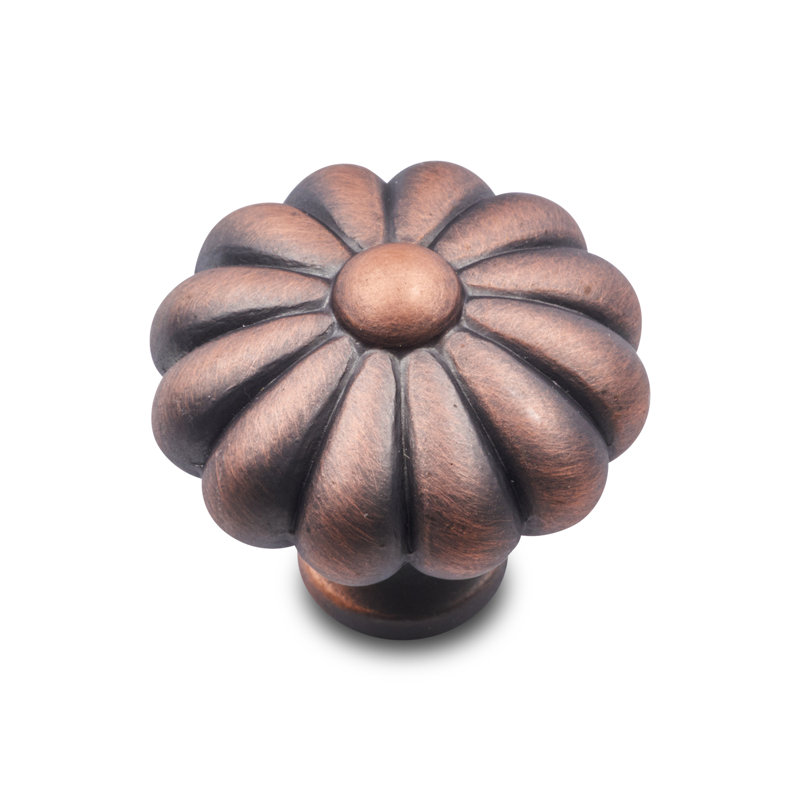 Poignée fleur CK Series, Diamètre du bouton 1,5 po, Distressed Copper