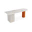Bureau en bois manufacturé courbé orange avec 3 tiroirs-287048724-287048727