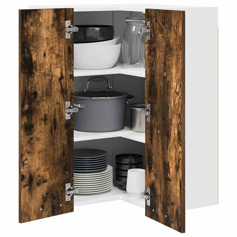 Vidaxl Hanging Cabinet Riga Sonoma Oak And White 57 X 57 X 80 Cm, Smoked Oak/White