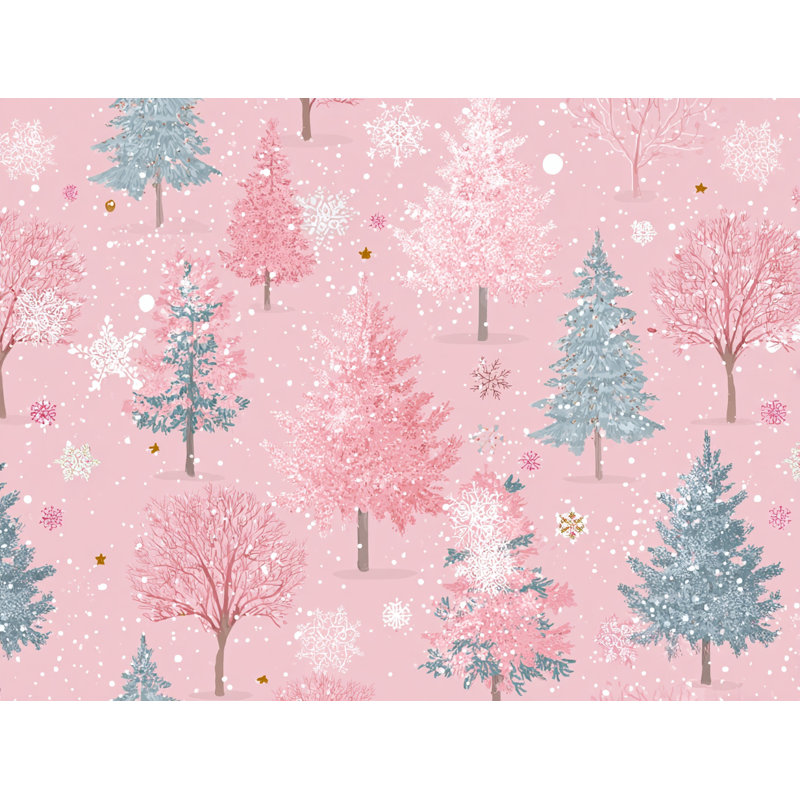 Blush Winter Forest Pattern Wrapped Canvas Wall Art, 16" H x 24" W