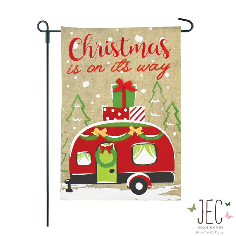 Ensemble de drapeaux en toile de jute campagnarde 18 x 13 po Christmas Way