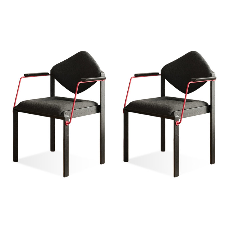 Chaise d'appoint noire à dossier solide (ensemble de 2)