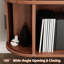 Grand support pour tourne-disque rond avec station de charge et ports USB, style Mid-Century moderne