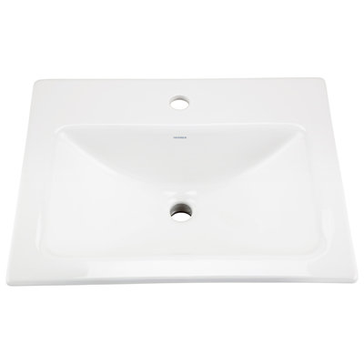 White Vitreous China Rectangular Drop-In Bathroom Sink with Overflow