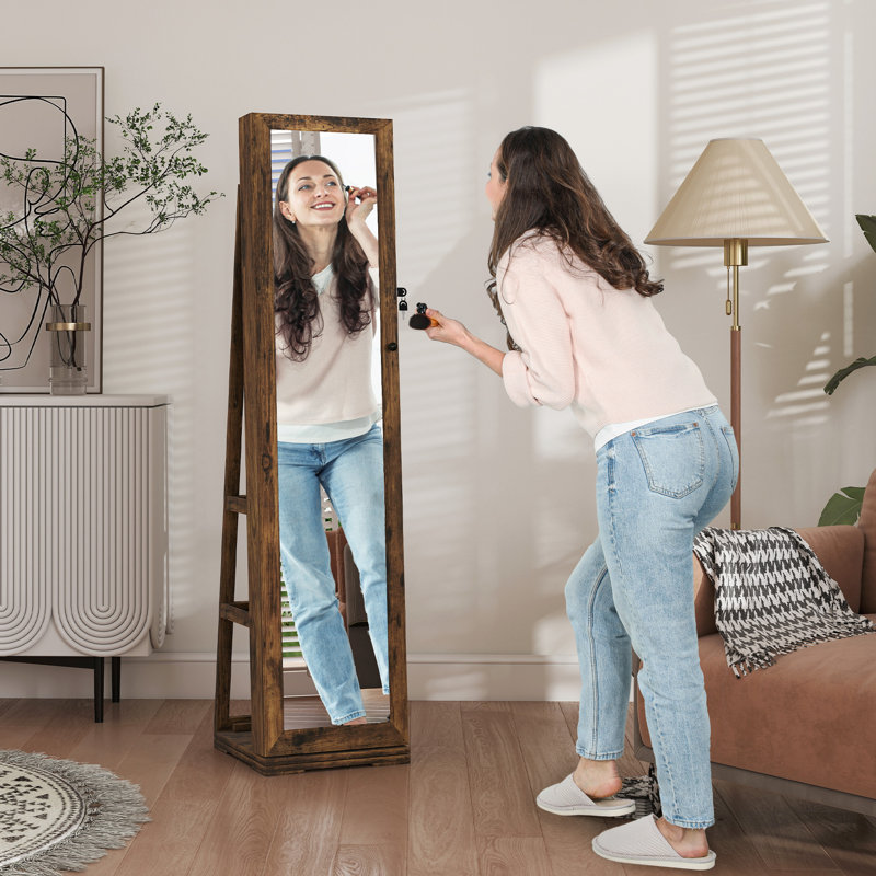 Armoire à bijoux pivotante à 360 ° avec petit miroir intégré