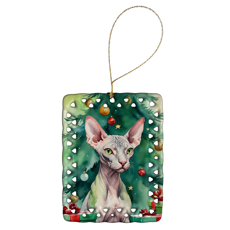Ornement en porcelaine Donskoy Don Sphynx, Chat Donskoy Don Sphynx