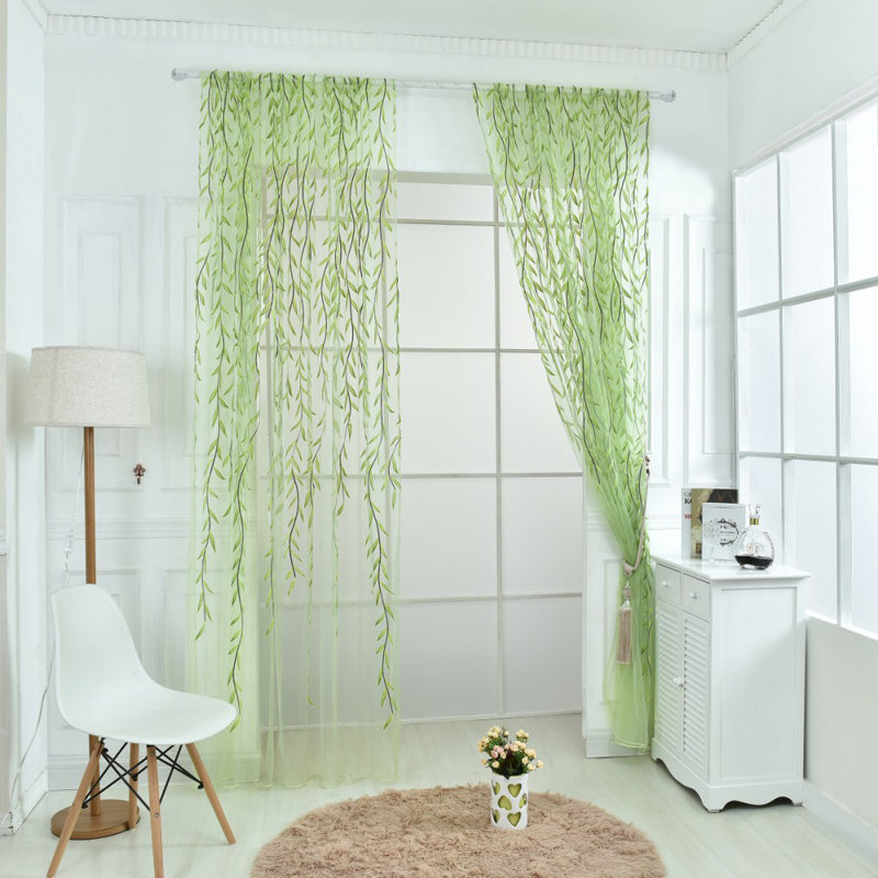 Altino Semi Sheer Curtain Single Panel, Green, 39" W x 78" L
