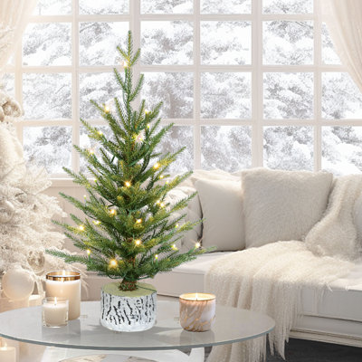 Sapin artificiel vert en pot 2 pi pré-éclairé