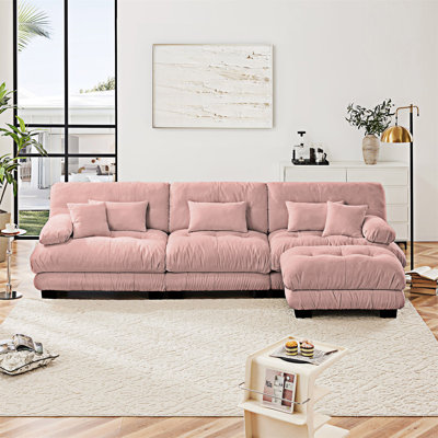 Modular Sectional Sofa Couch With Convertible Ottoman