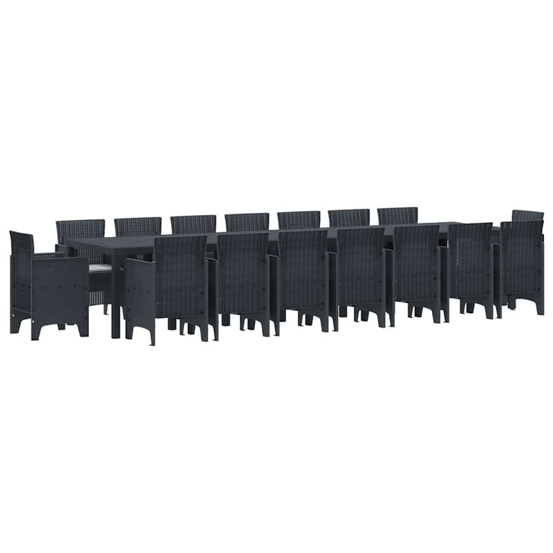 Ensemble de salle à manger de jardin avec coussins 17 pièces vidaXL Anthracite PP, Anthracite