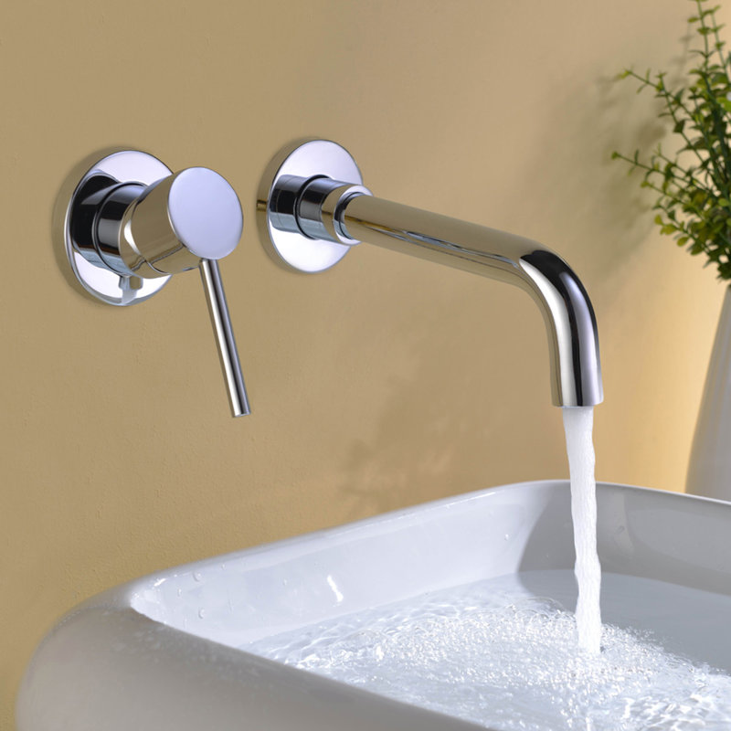 Wall Mount Vanity Faucet,Wall Lavatory Faucet, Bathroom Sink Faucet Single Hole with Left-Handed, Chrome