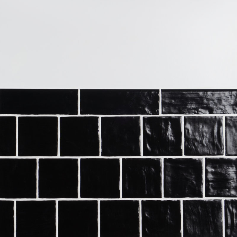 Amagansett Black Ceramic Bullnose Tile Trim 2x8