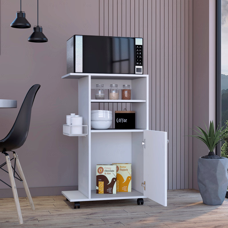 Kitchen Cart, Single Door Cabinet, Four Casters